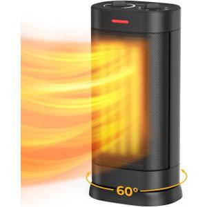 1500W Space Heater for Indoor Use, 2S Fast Heating PTC Ceramic Heater with Adjustable Thermostat, ECO Mode, 1-24H Timer, Safety Protection, 60 Oscillating, Portable Electric Heater for Office Home