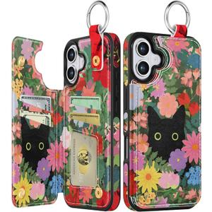 Shorogyt for iPhone 16 Pro Max Wallet Case with Card Holder - Cute Fashion Flower Cat Design Kickstand for Magnetic Clasp Back Flip Folio Leather Phone Cases for Women Men Girls for iPhone 16 Pro Max Shorogyt for iPhone 16 Pro Max Wallet Case with Card Holder - Cute Fashion Flower Cat Design Kickstand for Magnetic Clasp Back Flip Folio Leather Phone Cases for Women Men Girls for iPhone 16 Pro Max