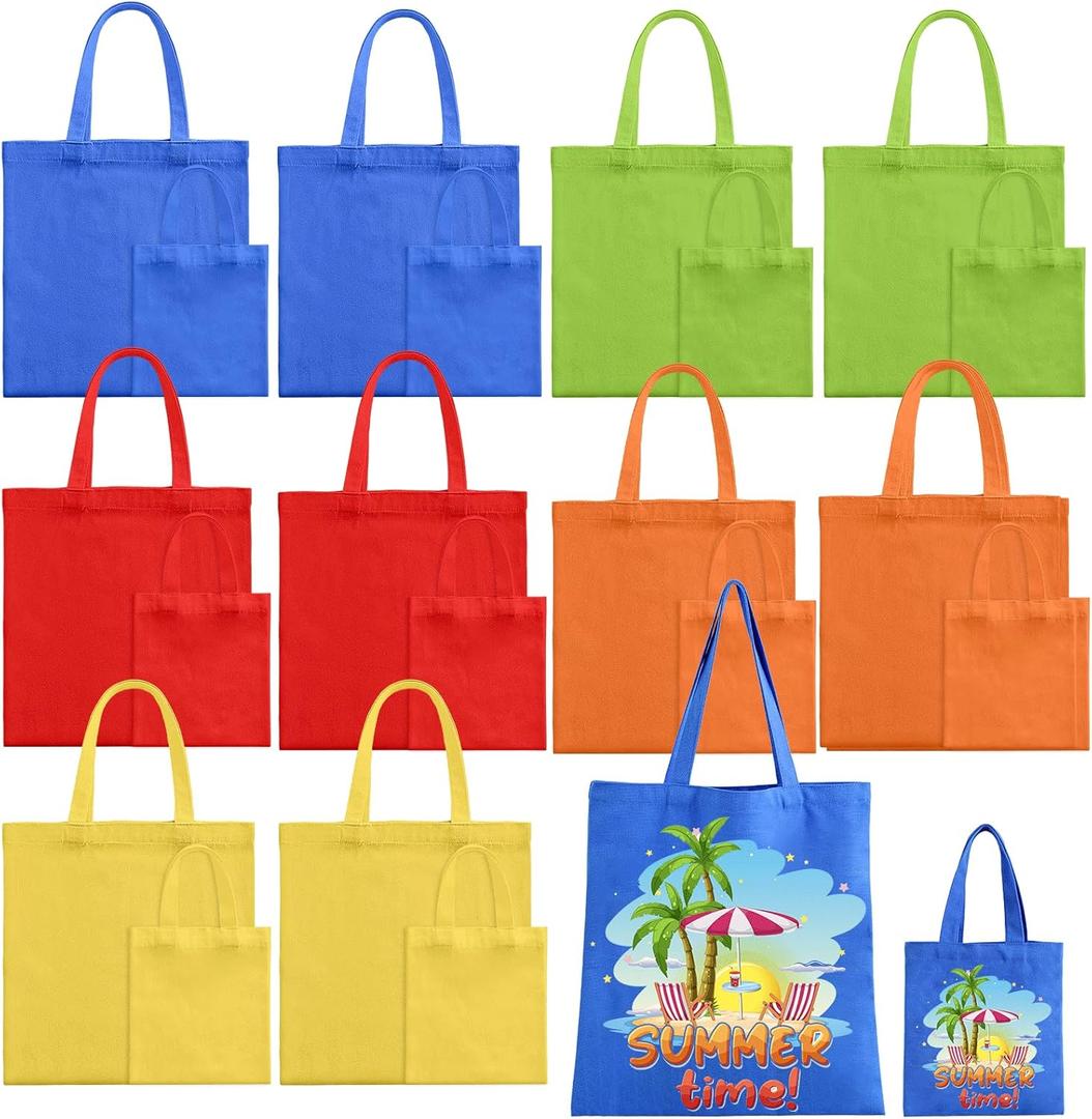 Sublimation Blank Tote Bags, 20Pack Canvas Tote Bags 16 x 15 Inch, 9 x 8 Inch Small Canvas Tote Bag Reusable Grocery Bags Shopping Cloth Bags for Heat Transfer, DIY, Decorating Craft, Multi Color