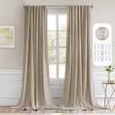 MIULEE Taupe Back Tab Blackout Curtains 108 Inch Long 2 Panels Set for Bedroom, Rod Pocket/Pinch Pleat Extra Long Thermal Insulated Living Room Darkening Pleated Light Blocking Drapes