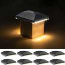 VOLISUN 4x4 Solar Post Cap Light Outdoor Waterproof 8pack,Solar Fence - Post Lights for 4x4 Wooden/Vinyl Post,Black Deck Cap Light Solar Powered for Garden/Patio/Porch