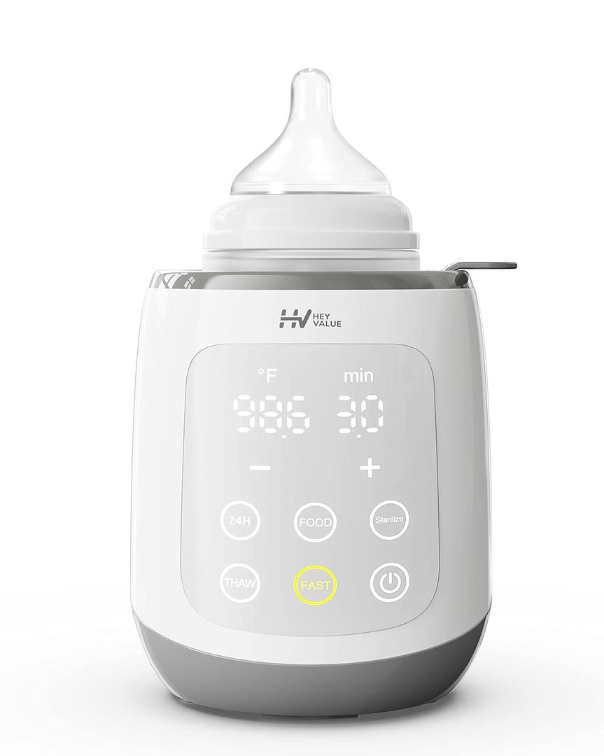 HEYVALUE Bottle Warmer, Baby Bottle Warmer 10-in-1 Fast Baby Food Heater&Thaw BPA-Free Milk Warmer with IMD LED Display Accurate Temperature Control for Breastmilk or Formula for Bottles (Grey)