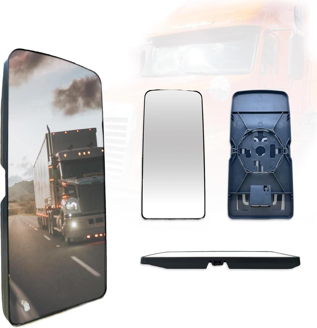 SPLENDID Replacement Mirror Glass for 2002-2013 Freightliner Columbia, 2001-2010 Coronado, 1996-2010 Century, Heated Flat Mirror, High Reflective, Driver/Passenger Side (OEM: TL28531)