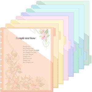 8 Pcs Discbound Pocket Dividers 8.5 x 11 Dividers with Tabs and Pockets Discbound Pocket Folders Letter Size Binder Divider Plastic Disc Planner Supplies for Business School Office(Macarons)