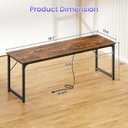 PRAISUN 80 X 24 Inch Computer Desk, Power Outlets, USB-C, Rustic Brown
