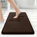 Smiry Memory Foam Bath Mat 70x24, Extra Soft and Absorbent Bathroom Mats, Non Slip Washable Carpet for Floor, Shower and Tub, Brown