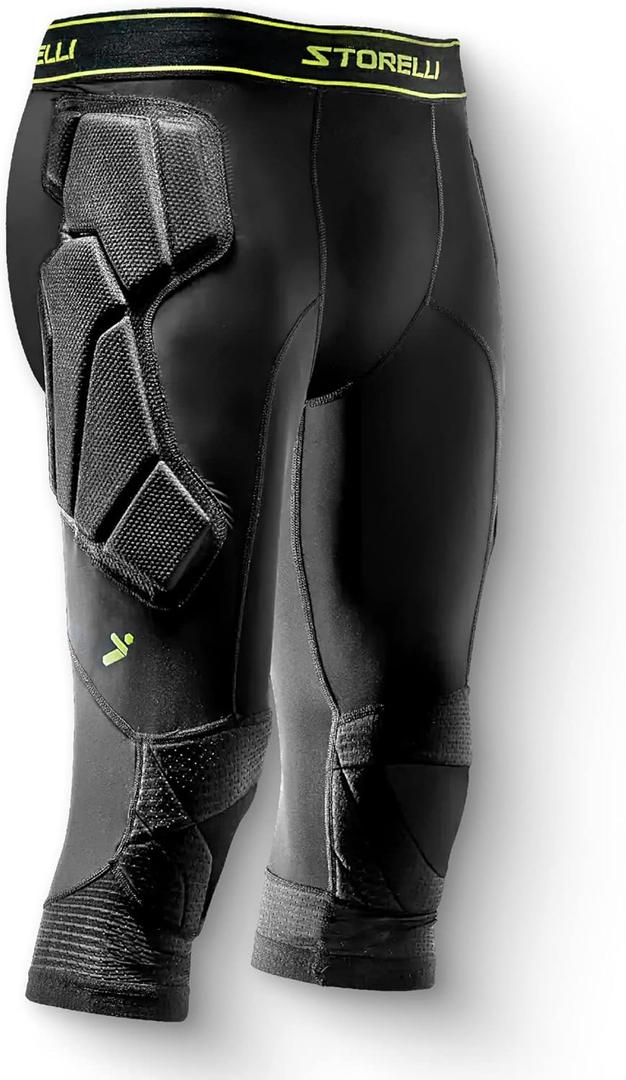 Storelli BodyShield 3/4 Goalkeeper Leggings 2, High-Impact Protection Sweat-Wicking, UV-Resistant Athletic Bottoms for Soccer, Youth Large