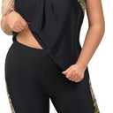 Black Leopard Women Plus Size Tankini Swimsuit - Tummy Control 2 Piece Bathing Suit with High Waisted Capris Shorts 2025 Swimwear 16W