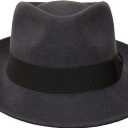 Premium Doyle - Teardrop Fedora Hat - 100% Wool Felt - Crushable for Travel - Water Resistant - Unisex (7 1/4-7 3/8, Dark Grey)