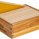 BeeCastle 10 Frame Medium Super Bee Hive Box, Langstroth Honey Bee Hive Dipped in 100% Beeswax Include Beehive Frames and Wax Foundations (Unassembled)
