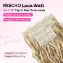 REECHO Curly Clip in Hair Extensions, 4PCS 24 inch Long Hair Extensions Clip ins Lace Weft Natural Hairpieces for Women Daily, Medium Blonde with Highlights