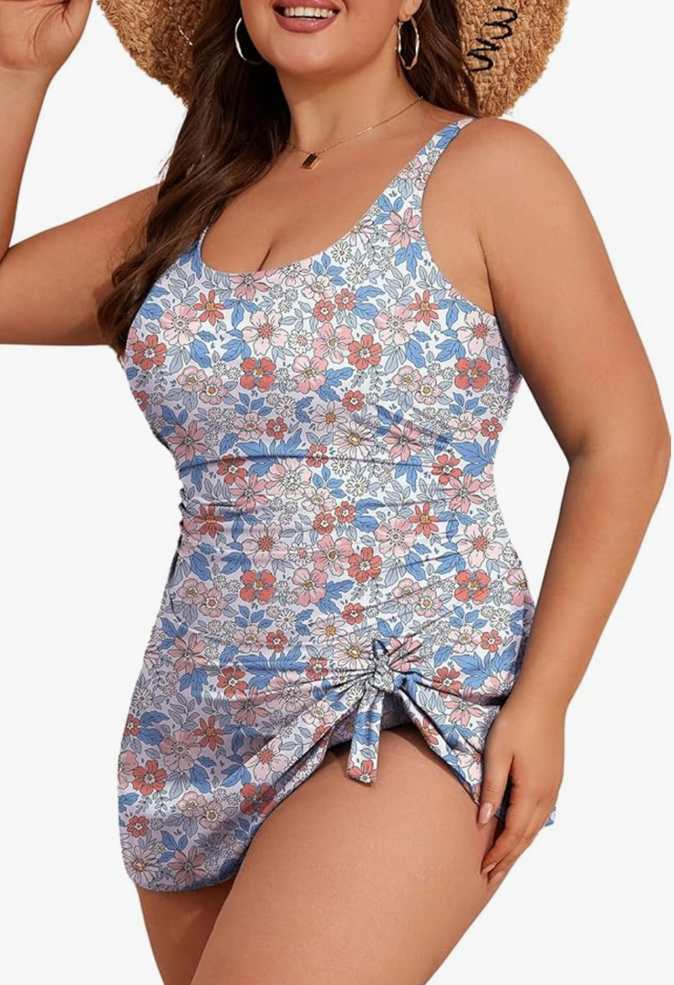 Eomenie Plus Size Swimdress for Women One Piece Swimsuit Tummy Control Swim Dresses Skirt Bathing Suit (Large)