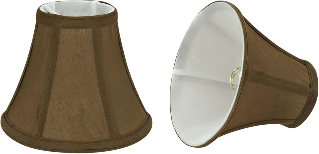 Aspen Creative 30049-2A, Bell Clip-On Chandelier Lamp Shade, Light Brown, 3" Top x 6" Bottom x 5" Slant Height, Set of 2