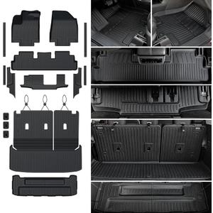 Floor Mats Cargo Mat Set for 2022-2025 2026 Nissan Pathfinder 7/8 Seats Car Mat Accessories, All Weather TPE Cargo Liner Backrest Mat Trunk Lower Mat Door Sill Protectors(Floor Mats Set)