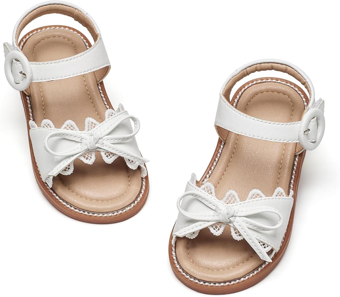 Kiderence Toddler Girls Sandals Little Girls Kids Summer Shoes Toddler Sandals (Ck536 White) 7 Toddler