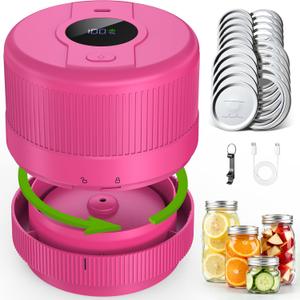 Mason Jar Vacuum Sealer Kit, Electric Sealer for Wide and Regular Mouth Mason Lids, Canning Vacuum Sealer Mason Jar, Automatic Vacuum Sealer Machine for Food Storage - Rose Red