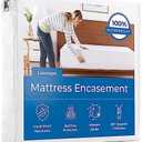 Linenspa Zippered Mattress Encasement – Queen Size Waterproof Mattress Protector – Quiet Cover & Complete protection – Dorm Room Essentials, White