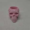 Skull Bowl Decorative Skull Vase Makeup Brush Pen Holder Organizer Dresser Gothic Table Organizer Decoration, Pink Skull Pot Enthusiasts Gifts