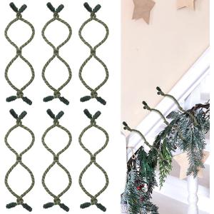 6 Pcs Christmas Railing Protection Garland Ties for Banister Holiday Velvet Garland Ties Double Rope Loops Prevents Scratches Wreath Hanging Fasteners for Staircase Seasonal Decor