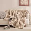 Sophia & William Fox Faux Fur Throw Blanket for Couch(50x60 Inches), Luxury Fluffy Fuzzy Warm Soft Reversible Blankets for Sofa Chair, 800GSM, Arctic Fox & Plaid