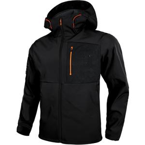 Men's Softshell Jacket Lightweight Waterproof Hooded Insulated Rain Jacket Windbreaker for Hiking & Travel (Large, Black)