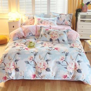 Flower Duvet Cover Queen Size, Pink Tulips Bed Set, Soft Microfiber 3 Pieces with 2 Pillow Shams, Plush Fluffy Flowers Comforter Covers for Girls Kids Teen Women (No Comforter)