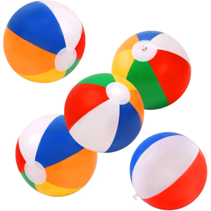 5 Packs 24" Inflatable Large Beach Balls Rainbow Color Pool Ball Pool Toys Pool Balls for Swimming Pool Beach Ball Party Favor Beachball Balloons for Kids&Adults