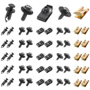 Uolor 100PCS Car Screws and Bolts, Undertray Screws, Auto Body Fender Screws, Car Clips Plastic Rivet Fasteners - Universal U-Nuts Kit Engine Under Cover Splash Shield Guard Body Bolts