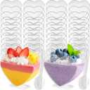 100 Pack Heart Shaped Dessert Cups,2.7 oz Plastic Mini Dessert Cup with Spoon,Disposable Plastic Parfait Cups for Party, Buffet, Valentine's Day, Wedding