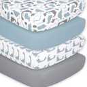 The Peanutshell 4-Pack Fitted Crib Sheet Set - Super Soft & Breathable Baby Boy Crib Sheets, Nursery Decor, Fit for Standard Mattress Cover- Dinosaur