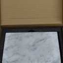 Toilet Paper Holder with Natural Marble Shelf for Bathroom Washroom,Wall Mounted Tissue Holder Suitable for Mega Rol(Middle 7.87 * 4.72 in, Matte Black)