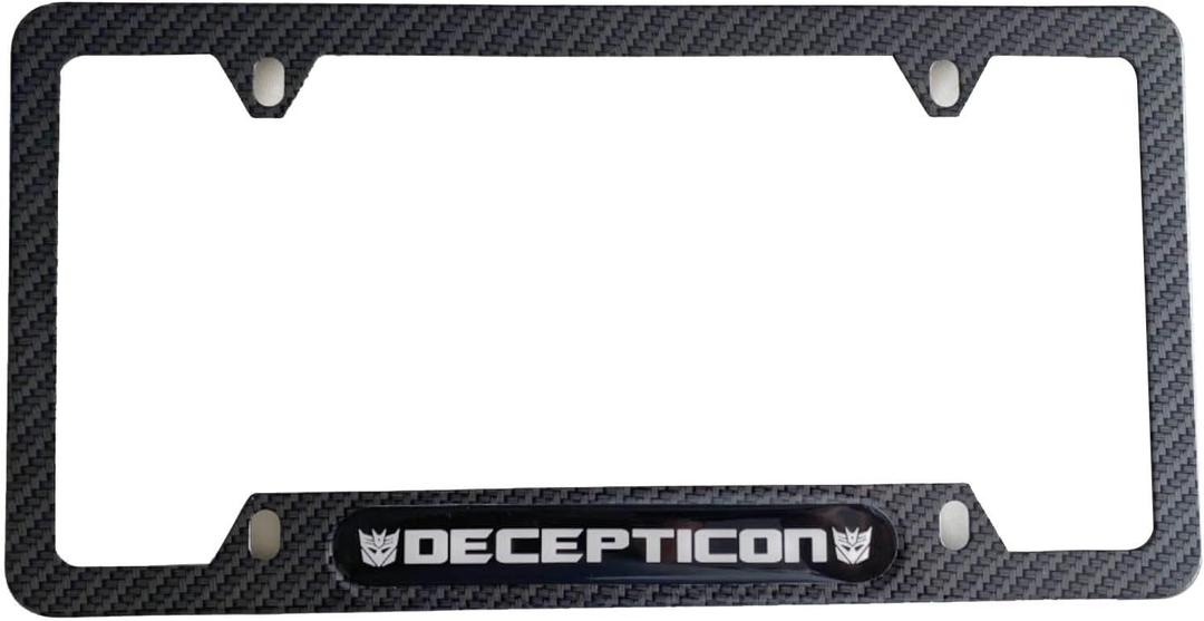 Carbon Fiber Auto License Plate Frame Cover Holder Decepticon Robot Truck Car Accessories Stainless Steel 1PC, CPK22PW