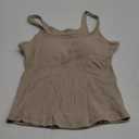 SUUKSESS Women Padded Cotton Ribbed Long Tank Tops 2025 Summer Going Out Basic Scoop Neck Cami Tops (Large, Khaki)