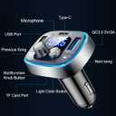 LIHAN USB C Bluetooth 5.4 Car Adapter, Wireless Upgrade Audio System for Non-Bluetooth Vehicles, FM Radio Transmitter, 48W Fast Charging, Stable Hands-Free Calling, MP3 Music Player, Support USB/TF