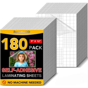 180 PCS Self-Adhesive Laminating Sheets, 9 x 12 Inches Self Adhesive Contact Paper, No Heat No Machine Needed Self Sealing Laminate Sheets