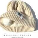 Womens Winter Knitted Beanie Hat Knit Warm Fleece Lined Beanie Knit Chunky Womens Snow Cap (Beige)