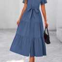 KIRUNDO Summer Button Down Wedding Guest Shirt Dresses for Women Maxi Flutter Short Sleeve Flowy Tiered Beach Sun Dress (S)
