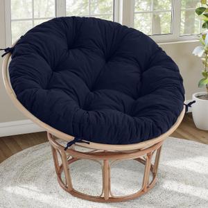 idee-home Papasan Chair Cushion, Circle Papasan Chair Cushion with Corduroy Cover (Without Chair) for Bowl Chair, 48 X 48 Inch, Navy