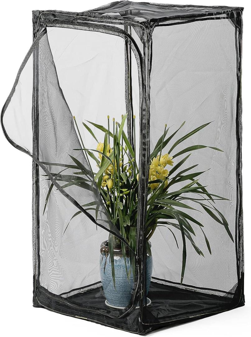 46" Heavy Duty Monarch Butterfly Habitat, Outdoor Collapsible Insect Mesh Cage Terrarium Pop-up with Zipper Protection and Detachable Bottom 23 x 23 x 46 inches