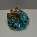 QFkris 4inch Hand Blown Glass Pumpkin Figurine Collectibles Art Glass Halloween Pumpkin Decor Table Accent for Fall Harvest Decorating, Turquoise