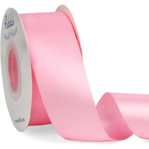 Ribbli Pink Double Faced Satin Ribbon,1-1/2 x Continuous 25 Yards,Use for Bows Bouquet,Gift Wrapping,Baby Shower,Floral Arrangement