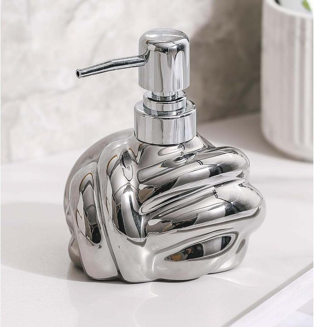 Soap Dispense with Pump Stylish for Handwash Dishwash Any Soap 250ml Steel Pump Refillable Liquid Hand Soap Bottle Body Wash Shampoo (Silver)