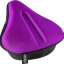 Bikeroo Comfort Bike Seat Cushion - Padded Gel Cover for Exercise, Mountain & Road Bikes, Universal Fit for Peloton & Stationary Bikes (Purple)