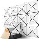 12 Pack Self-Adhesive Acoustic Panels, 12" X 12" X 0.4" X-Line Sound Proof Foam Panels for Walls, Soundproof Wall Panels for Home & Office (White on Black)