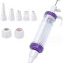 Dessert Decorating Syringe Set, Icing Dispenser Cupcake Filling Injector, 7 Icing Nozzles, Making Dessert Cream Piping Syringe Nozzles Kits for Cake Cookies Decoration
