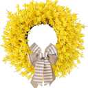 26 Inch Spring Wreaths for Front Door Large Forsythia Floral Summer Door Wreath Outdoor All Season Wild Wreath for Easter Valentines Home Living Room Porch Yard Window Farmhouse Decor (Yellow)