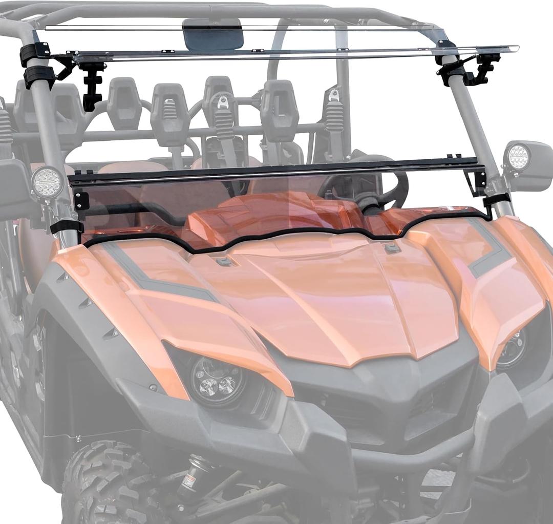 Flip Up Windshield for Yamaha Viking / Viking VI, 3-IN-1 1/5" Hard Coated PC Adjustable Windscreen for Yamaha Viking / Viking VI 2014-2025 Accessories, Open/Vented/Closed