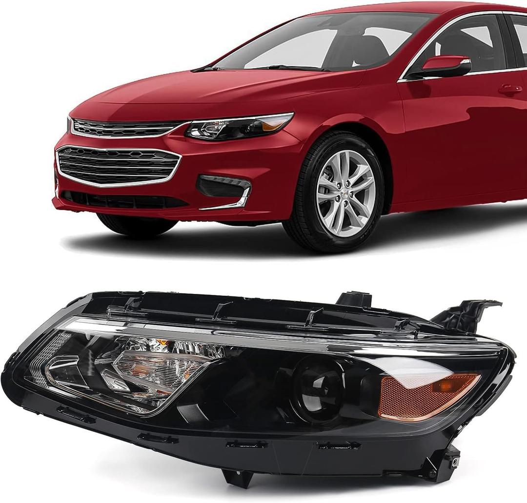 FIONE - For Chevy Malibu Headlight Assembly 2016-2018 Replacement Halogen Headlamp Projector Left Driver Side 84585119 GM2502426