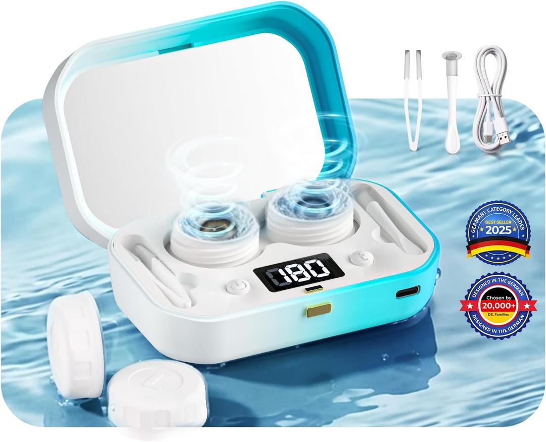 2026 QITQUNS 3-in-1 Ultrasonic Contact Lens Cleaner【Industry-Leading 60,000Hz Ultrasonic Power】 Contact Lens Cleaner Machine with Contact Lens Applicator Tool