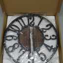 Maxstar Round Wall Clock for Living Room Decor Battery Operated Non Ticking Silent Vintage Black Metal Wood Clocks for Home Living Room Garden Farmhouse Office Kitchen Decoration -13 inch (Black-arabic Numerals)